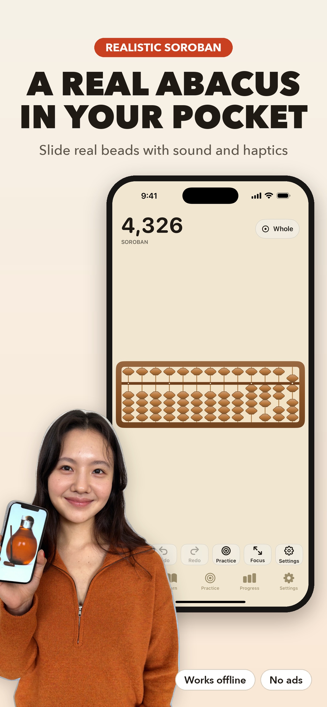 Abacus realistic Soroban on iPhone