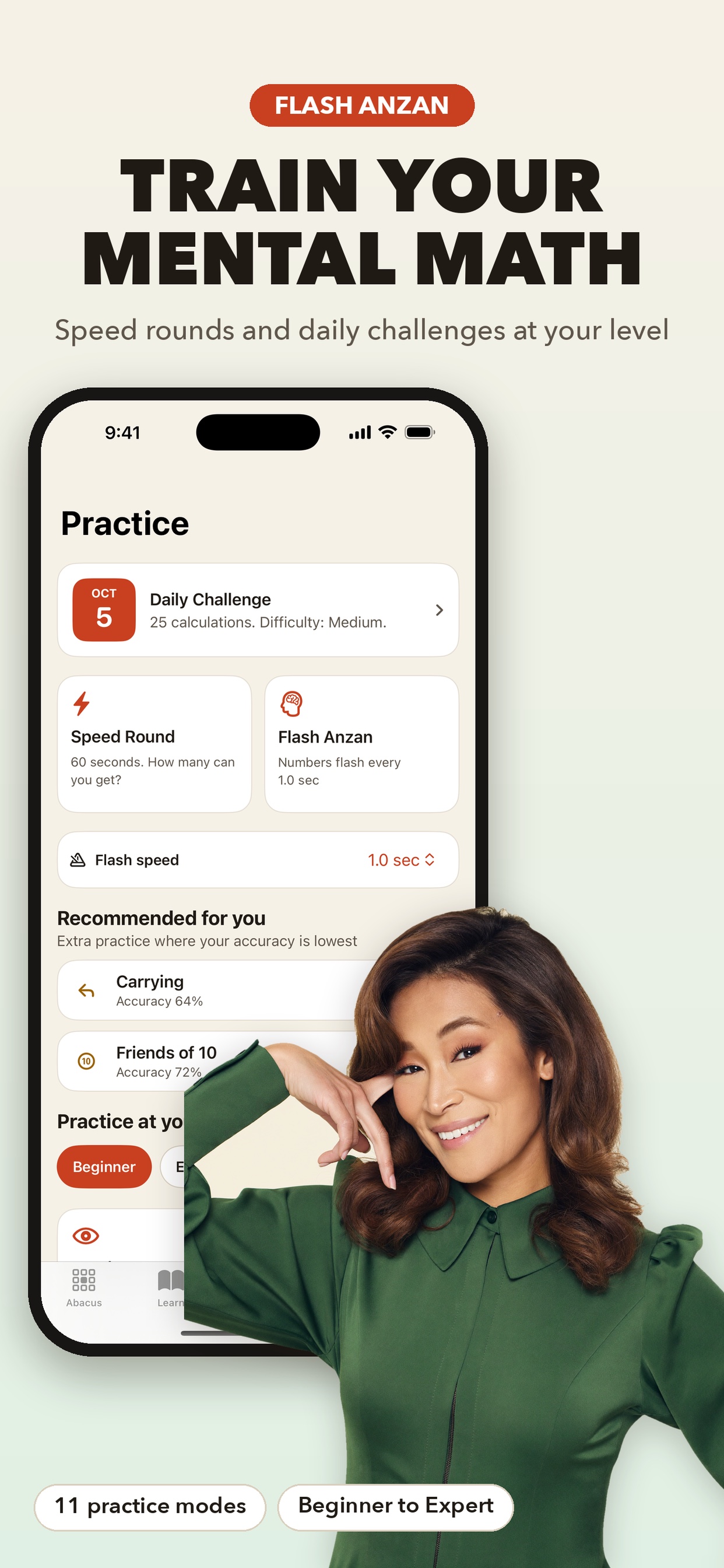 Abacus Flash Anzan and practice modes