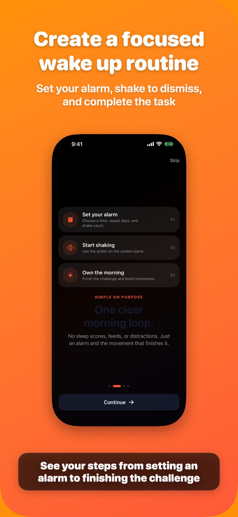 Shake Alarm alarm and motion access setup