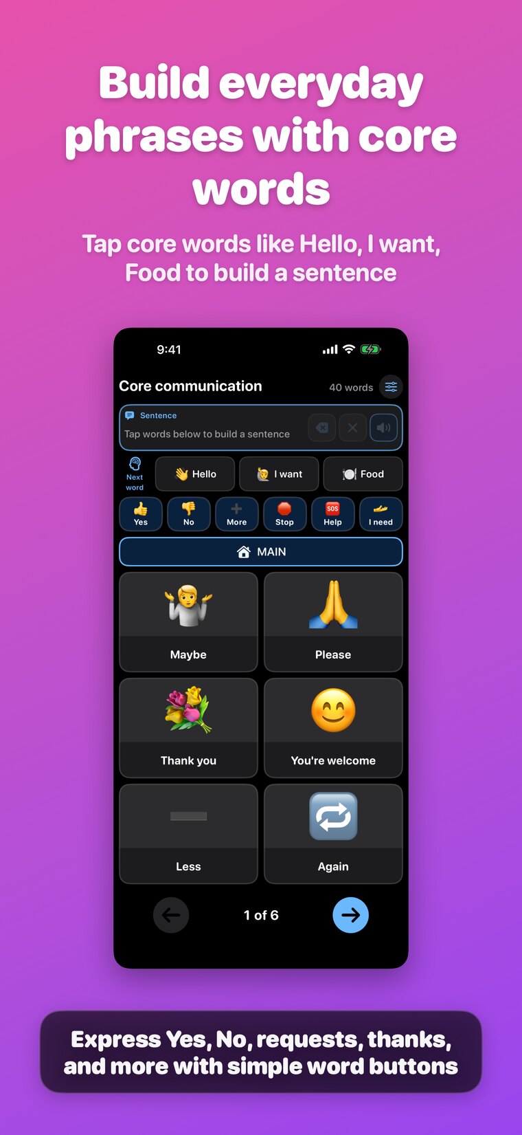 TapTalk core communication word board