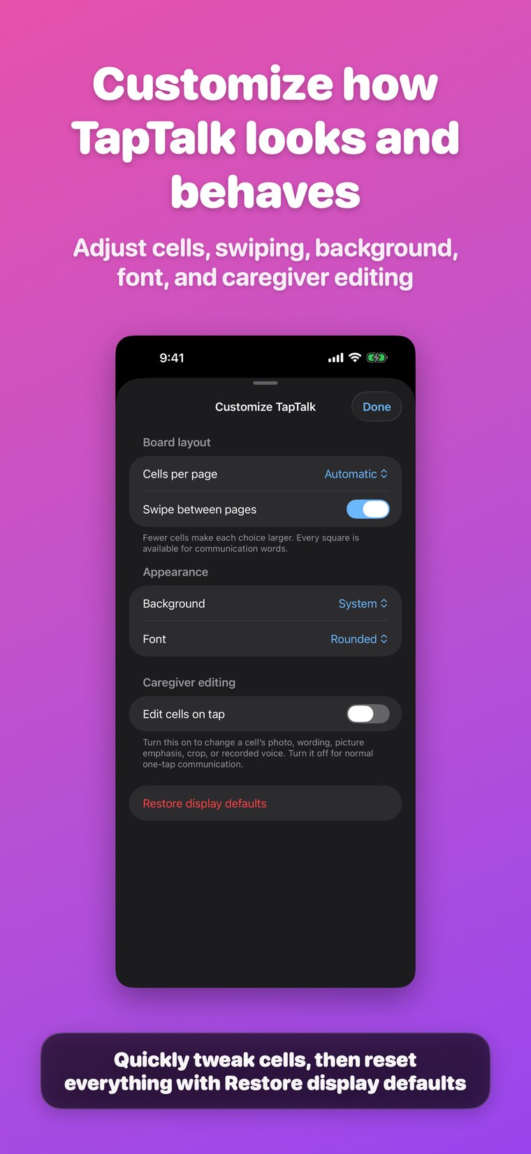 TapTalk customization settings